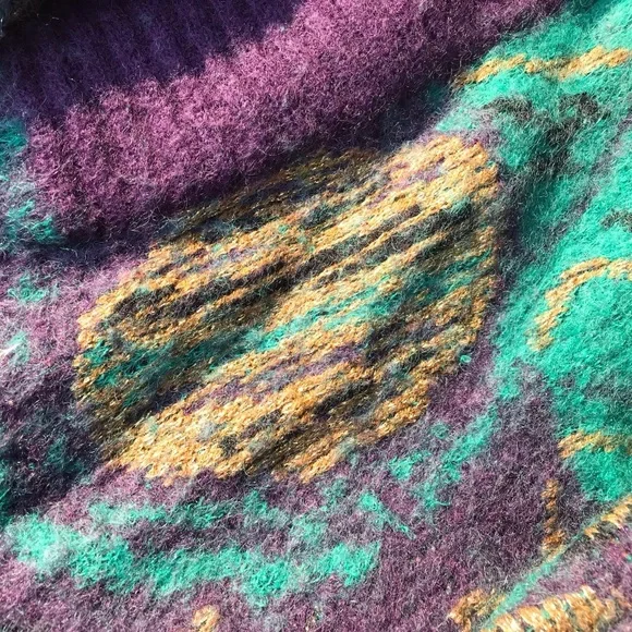 🎉2/$30 Vintage Wool Mohair Oversized Pattern Sweater Unique Design EUC - Picture 6 of 9